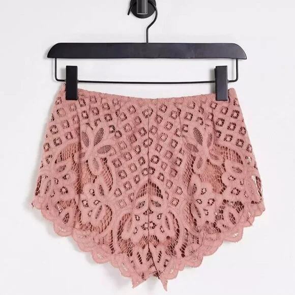 Intimately Free People XS New Adella Lace Pull On Shorts Festival Pink High Rise - Picture 9 of 11